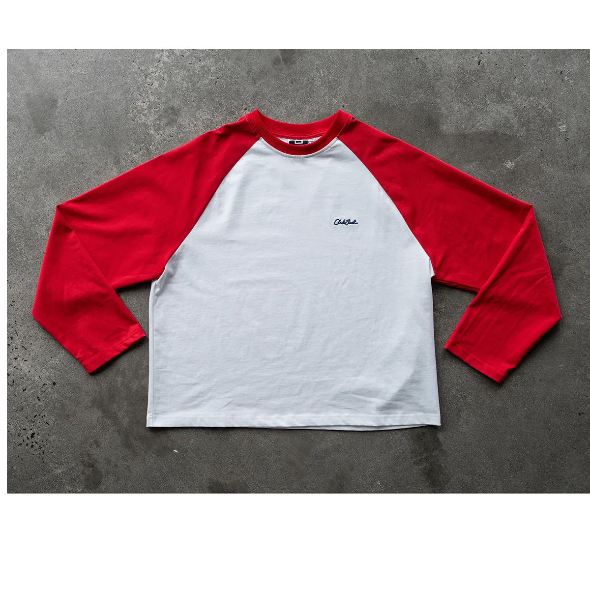 Raglan long-sleeve tee before retouching