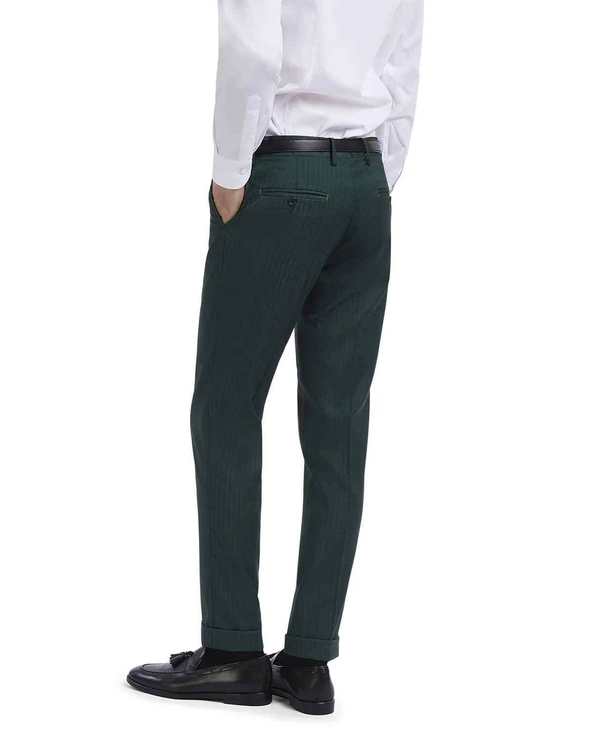 Green Trousers - On-Model after retouching