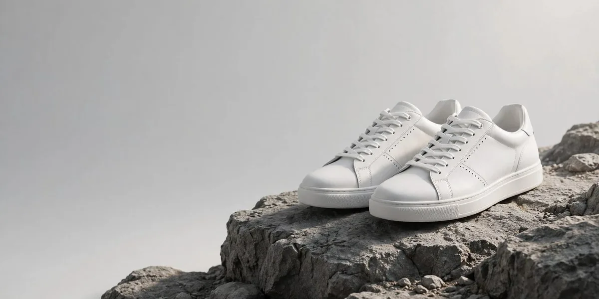 White sneakers product photo by PicVisual