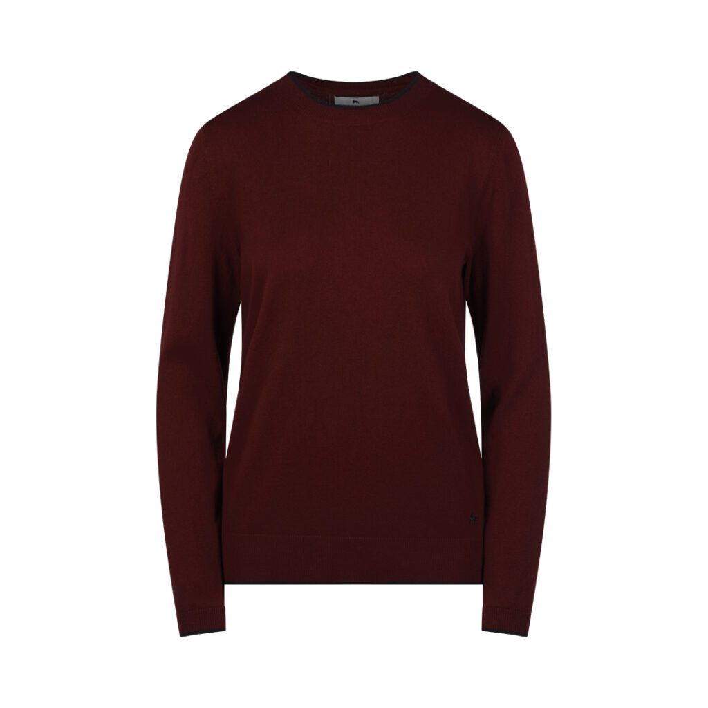 Ghost mannequin editing example: burgundy crew-neck sweater