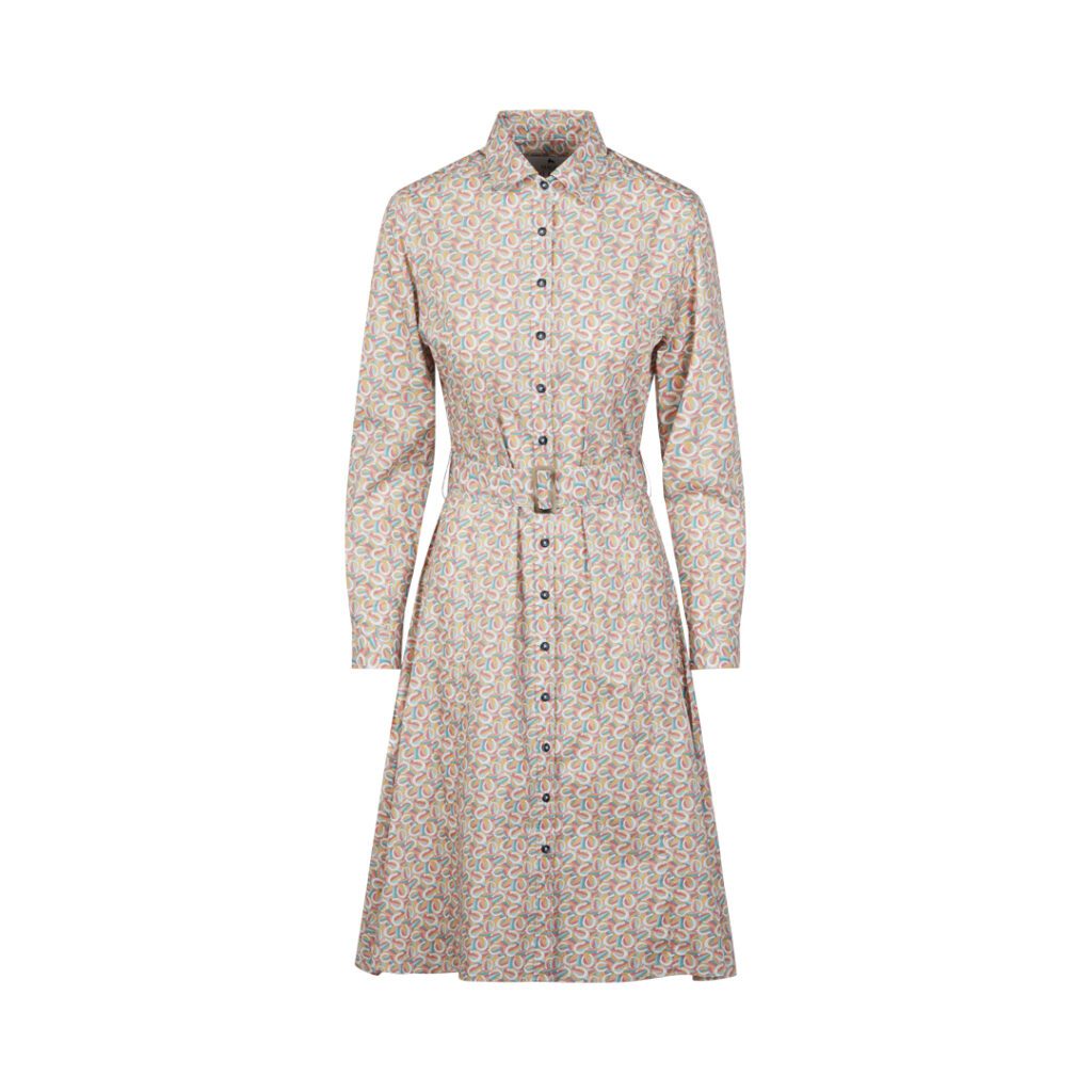 Ghost mannequin editing example: floral shirt dress with belt